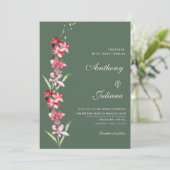 Invitation Élégant mauve vert orchidée rose Mariage (Debout devant)