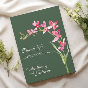 Invitation Elégant mauve vert orchidée rose Merci