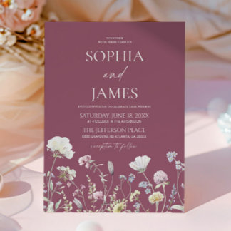Invitation Elegant Mauve Wildflower Floral Flowers Wedding