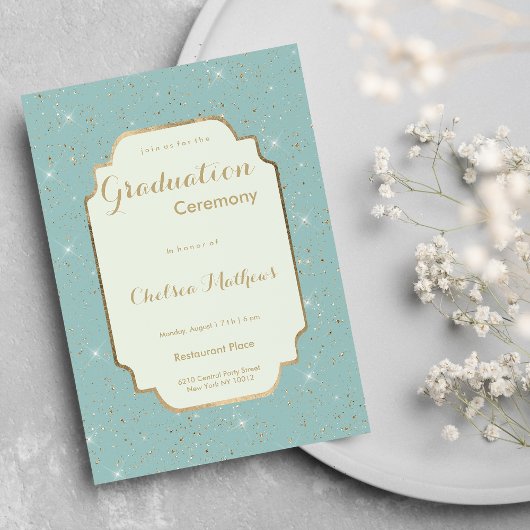 Invitation Élégant menthe vert or parties scintillant glam Gr