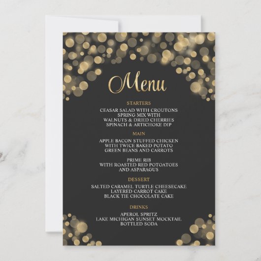 Invitation Elégant menu Black & Gold (Devant)