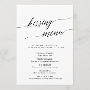 Invitation Élégant menu de baiser en calligraphie noire