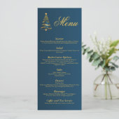 Invitation Élégant Menu de Mariage Arbre de Noël Doré Chic (Debout devant)