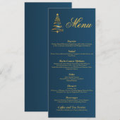 Invitation Élégant Menu de Mariage Arbre de Noël Doré Chic (Devant / Derrière)