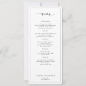 Invitation Élégant menu de mariage imprimable noir et blanc (Devant)