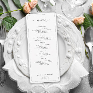 Invitation Élégant menu de mariage imprimable noir et blanc