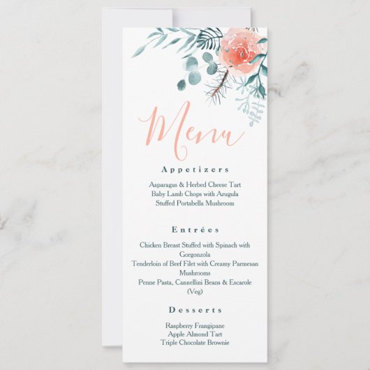 Invitation Elégant menu d'Eucalyptus d'hiver (Devant)