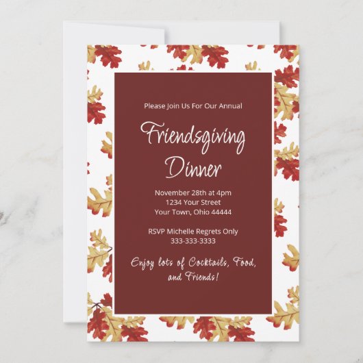 Invitation Élégant Menu Dîner D'Action D'Amabilité Thanksgivi (Devant)