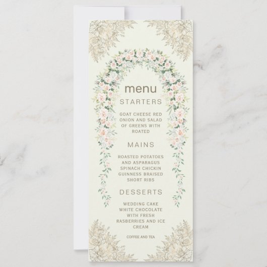 Invitation Élégant menu Mariage d'arc floral (Devant)