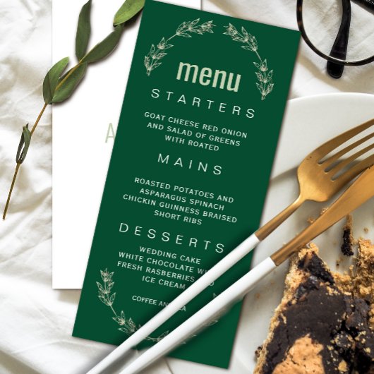 Invitation Elégant menu Mariage de verdure | Police de script
