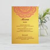 Invitation Élégant menu Mariage indien hindou Gold Pink (Debout devant)