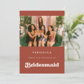 Invitation Élégant Merci de Bridesmaid en terre cuite (Debout devant)