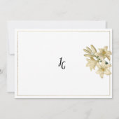 Invitation Élégant Merci de fleur de lys blanc vert or (Dos)