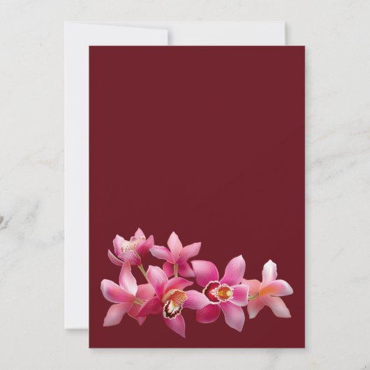 Invitation Élégant Merci de fleurs d'orchidées bordeaux rose (Dos)