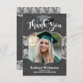 Invitation Elégant Merci de graduation de dentelle de tableau (Devant / Derrière)