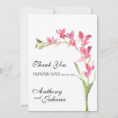 Invitation Élégant Merci d'été de fleur d'orchidée rose vert (Devant)