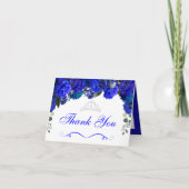 Invitation Elégant Merci Floral Royal Blue Silver (Devant)