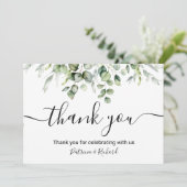 Invitation Elégant Merci Mariage verdoyant (Debout devant)