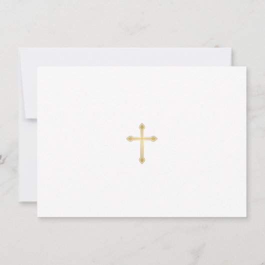 Invitation Elégant Merci photo de première communion en or bl (Dos)