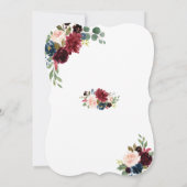 Invitation Elégant Merlot Marine bleu Floral Sweet 16 (Dos)