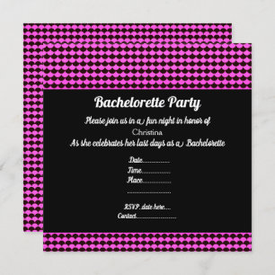 INVITATION ÉLÉGANT MERMAID SCAL PINK BLACK PARTY BACHELORETTE