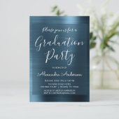 Invitation Elégant Metallic Navy Blue Graduation Party (Debout devant)
