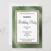 INVITATION ÉLÉGANT METALLIQUE VERT BRONZE MOTIF ANNIVERSAIRE (Devant)