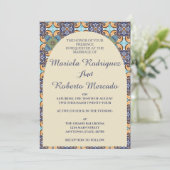 Invitation Élégant mexicain Floral Talavera Mariage de carrel (Debout devant)