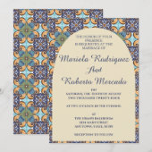 Invitation Élégant mexicain Floral Talavera Mariage de carrel (Devant / Derrière)