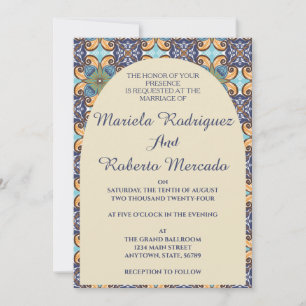 Invitation Élégant mexicain Floral Talavera Mariage de carrel
