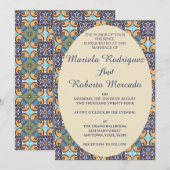 Invitation Élégant mexicain Floral Talavera Oval Mariage (Devant / Derrière)