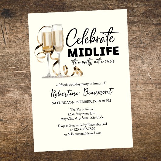 Invitation Elegant Midlife Celebration Glasses 50th Birthday