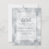 Invitation Elégant mignon Glittery Argent Bokeh 60e anniversa (Devant)