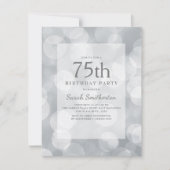 Invitation Elégant mignon Glittery Silver Bokeh 75e anniversa (Devant)
