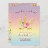 Invitation Élégant mignon premier anniversaire parties scinti (Devant / Derrière)