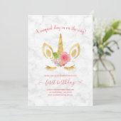 Invitation Élégant mignon premier anniversaire parties scinti (Debout devant)