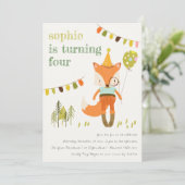 Invitation Élégant mignon Woodland Fun Party Fox Anniversaire (Debout devant)
