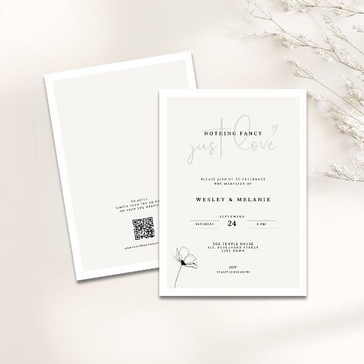 Invitation Elegant Mimimal Flower Nothing Fancy Wedding
