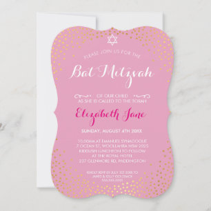 Invitation ÉLÉGANT mini-confetti d'or rustique rose BAT MITZV
