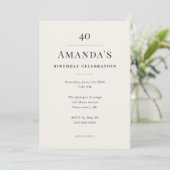 Invitation Elegant Minimal 40th Birthday Celebration (Debout devant)