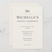 Invitation Elegant Minimal 60th Birthday Celebration (Devant / Derrière)