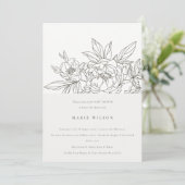 Invitation Élégant minimal Baby shower floral Brown (Debout devant)