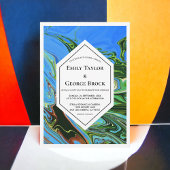 Invitation Élégant minimal bleu vert Abstrait Mariage de pein