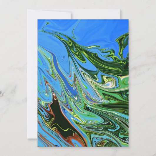 Invitation Élégant minimal bleu vert Abstrait Mariage de pein (Dos)