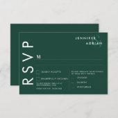 Invitation Élégant Minimal Brunswick Vert Moderne Mariage RSV (Devant / Derrière)