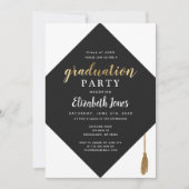 Invitation Élégant minimal Casquette Graduation Party Invitat (Devant)
