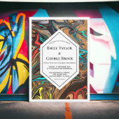 Invitation Élégant minimal Colorful Waves Abstrait Mariage