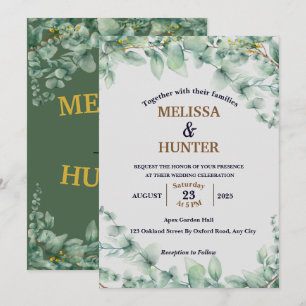 Invitation Elégant minimal de verdure Florale Mariage d'aquar
