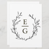 Invitation Élégant minimal de verdure Mariage Monogramme (Devant / Derrière)