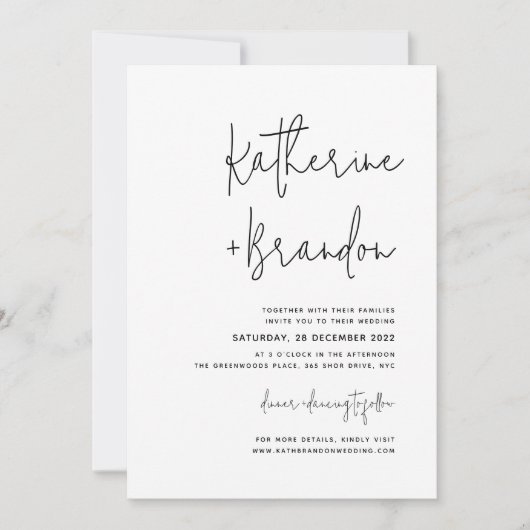 Invitation Élégant minimal Décontracté Script Photo Mariage (Devant)